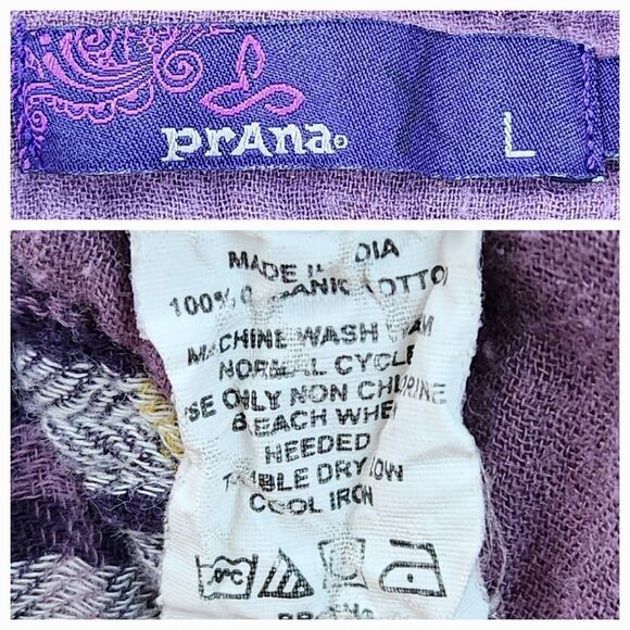 🔹️Prana Purple Plaid Riley Button Long Sleeve Top Large - Picture 12 of 12